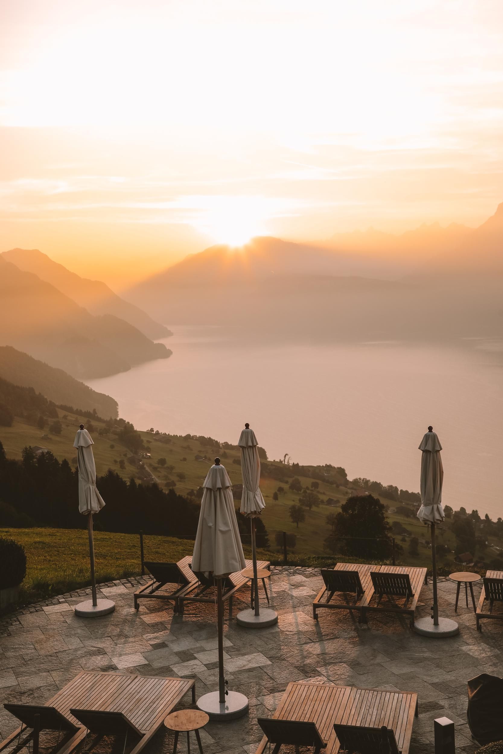 Villa Honegg sundeck during sunset