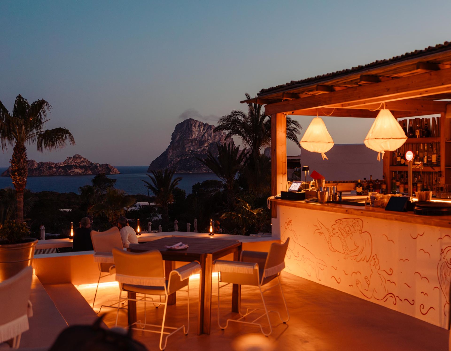 Petunia Ibiza. Bar at night