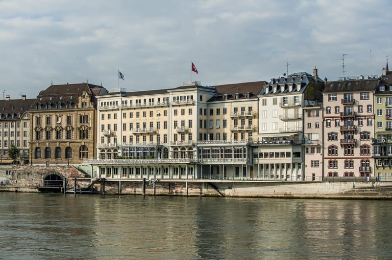 Grand Hotel Les Trois Rois facade from Rhine