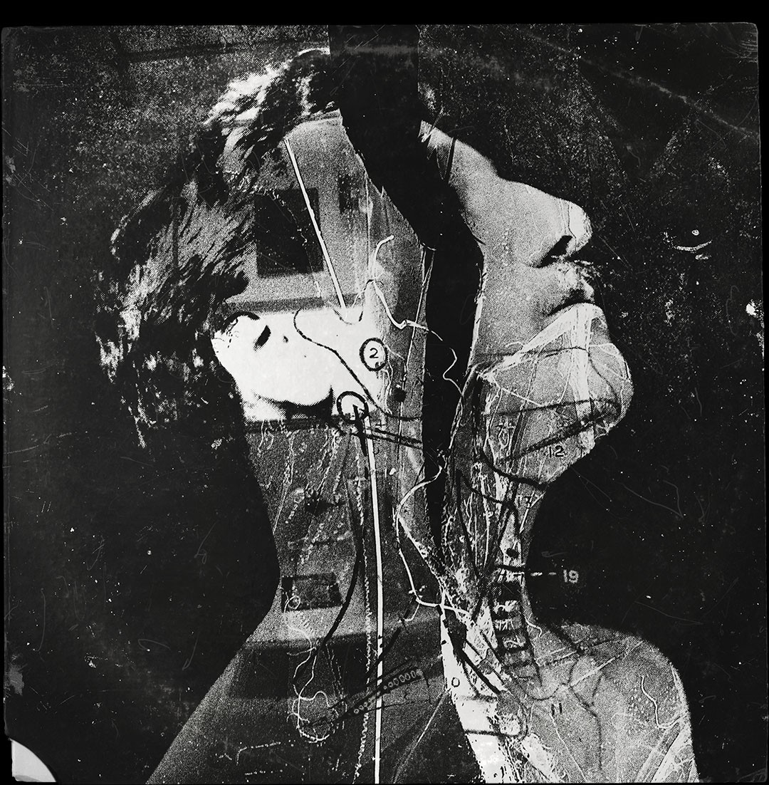 A black and white photo of a man's face