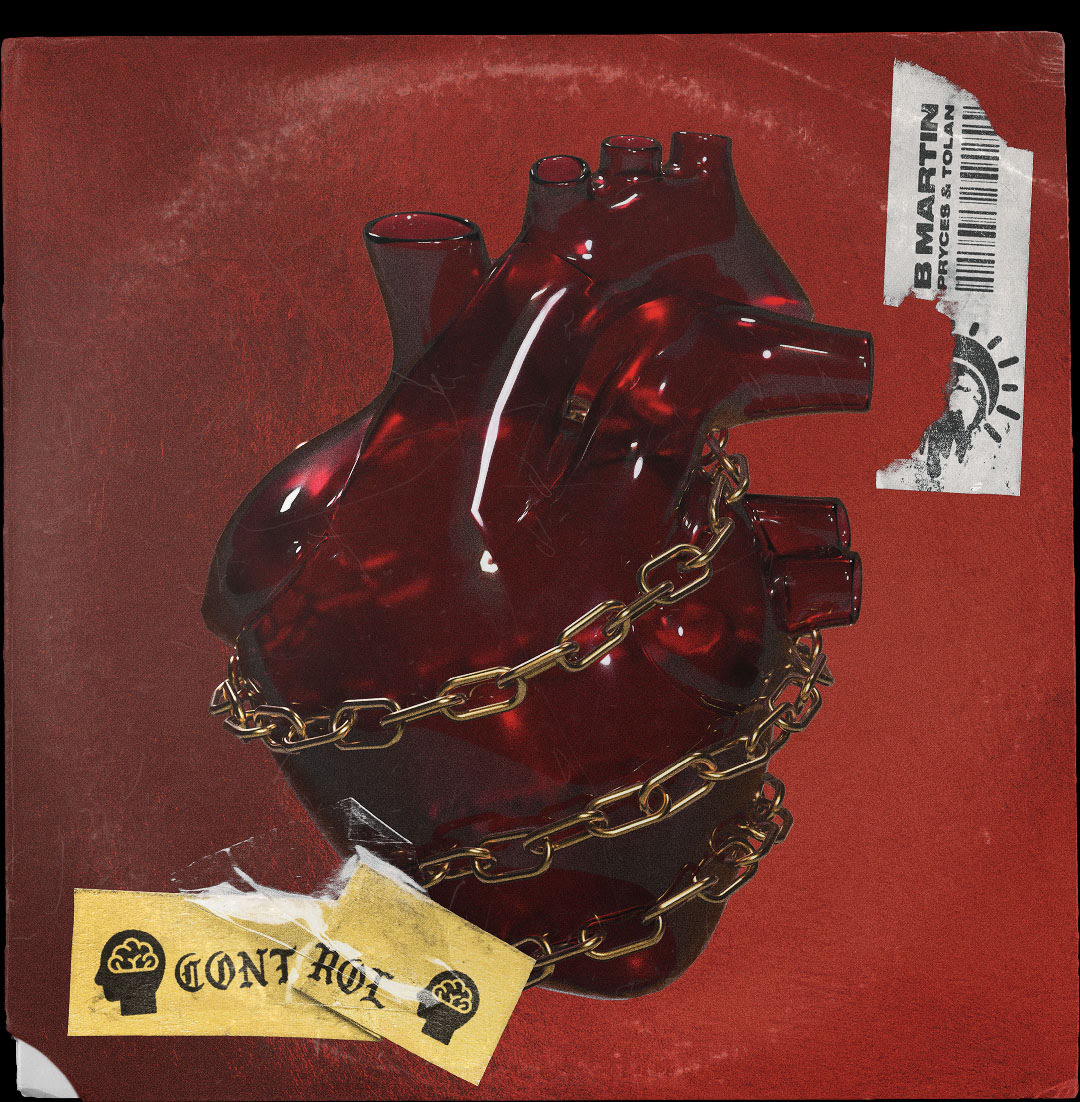 A picture of a red heart with a chain around it