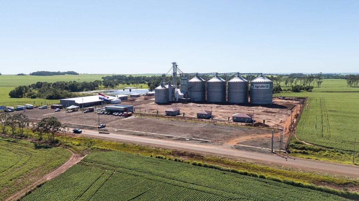 Vista aérea del nuevo Silo Agrofértil Capitán Bado
